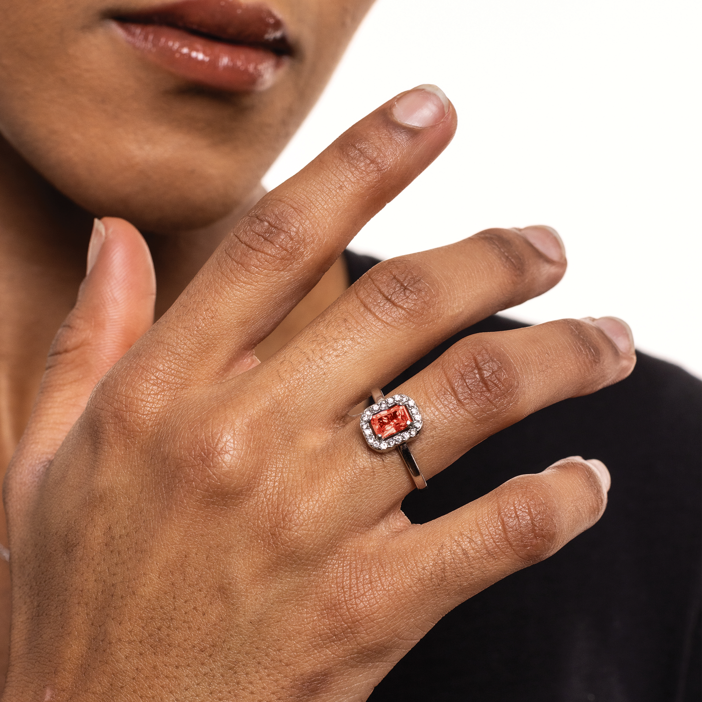 Anello Cristallo Rettangolare Rosso