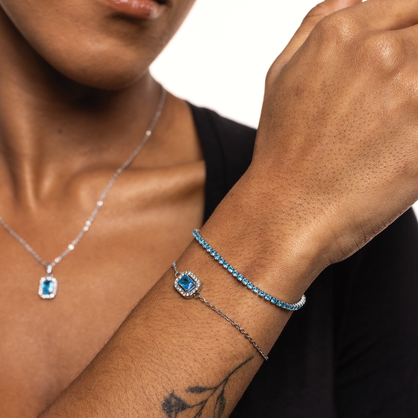 Bracciale Cristallo Rettangolare Turchese