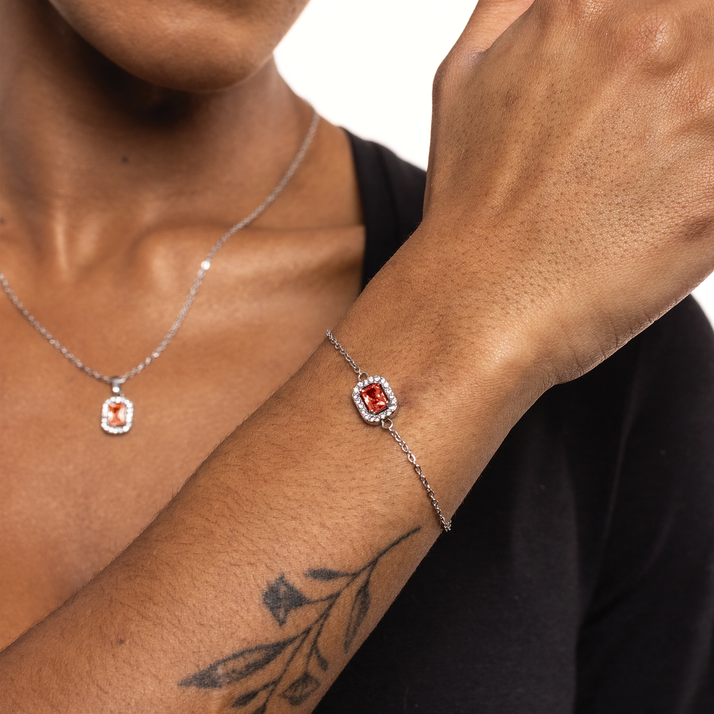 Bracciale Cristallo Rettangolare Rosso