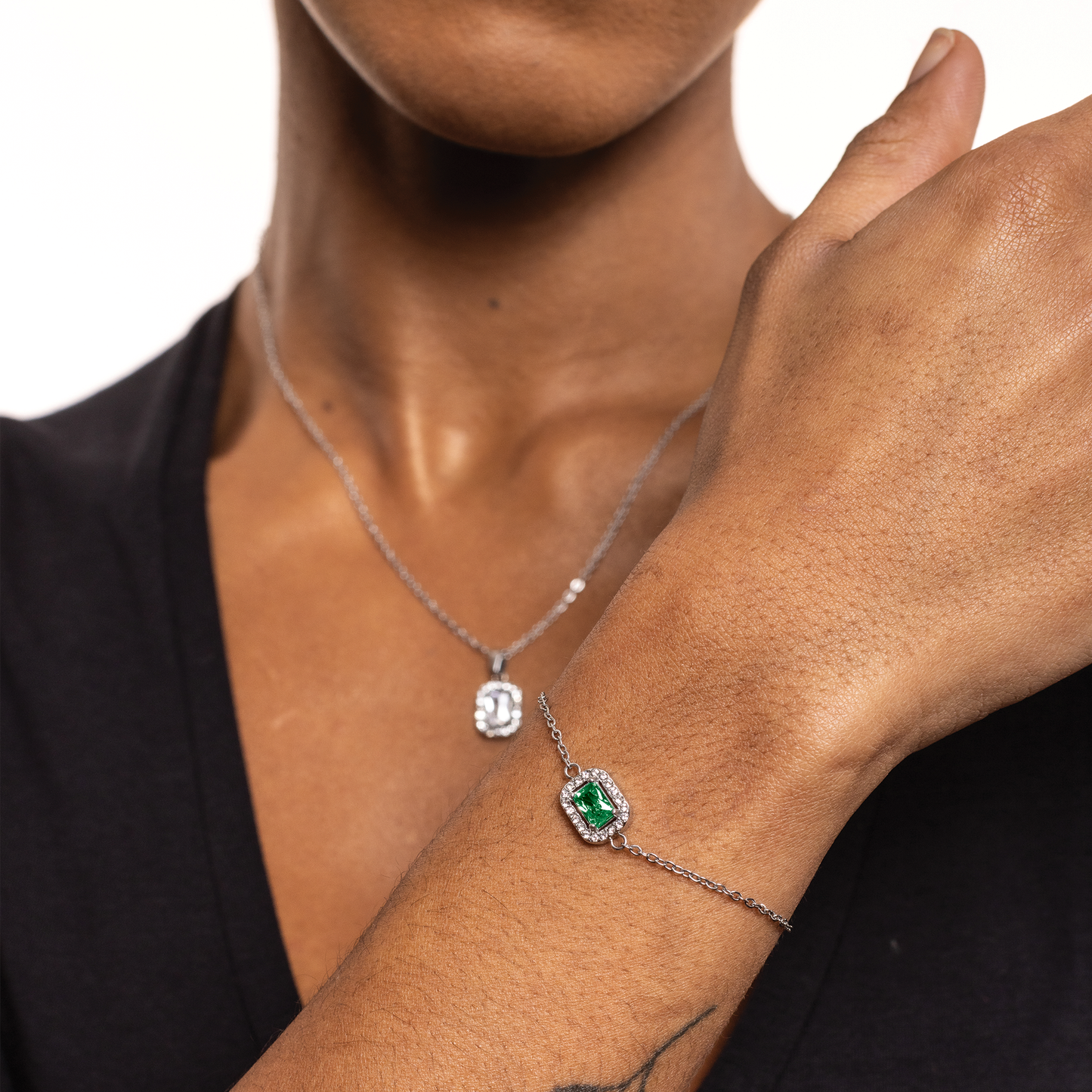 Bracciale Cristallo Rettangolare Verde