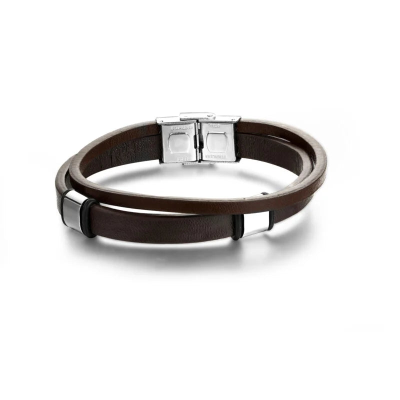 Bracciale Doppio Pelle Marrone
