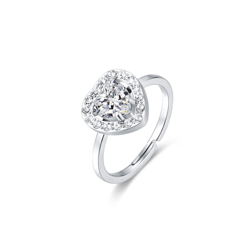 Anello Cristallo Cuore Bianco