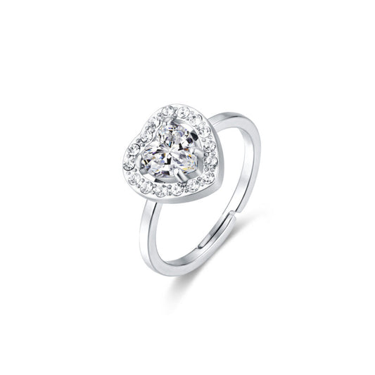 Anello Cristallo Cuore Bianco