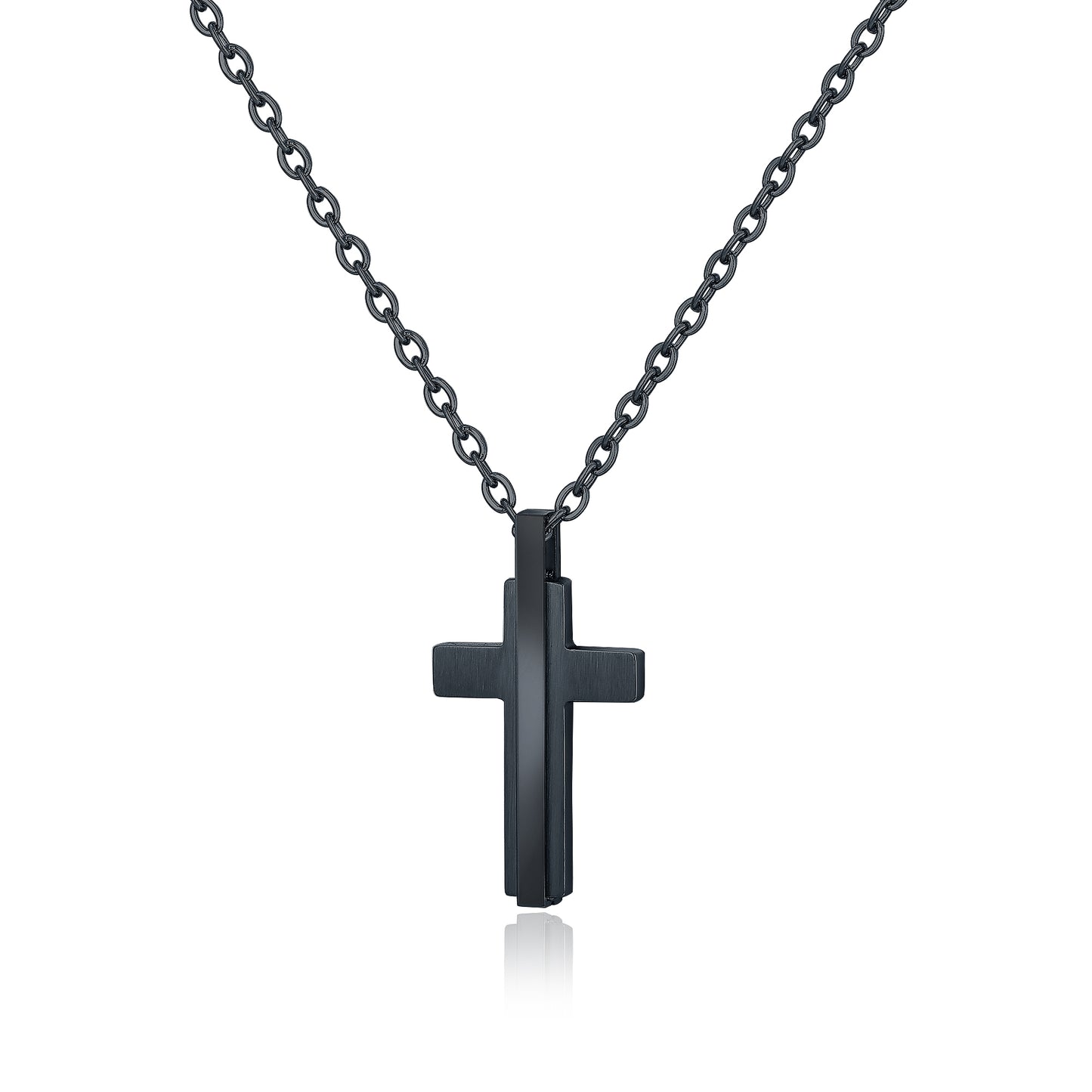 Collana croce nera satinata