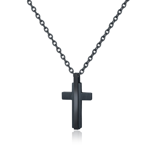 Collana croce nera satinata
