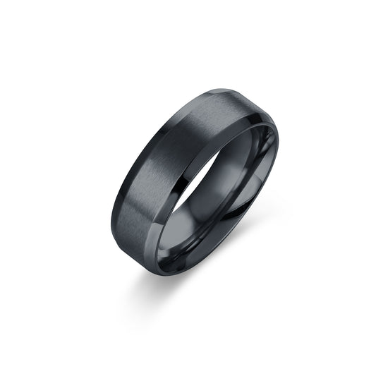 Anello a fascia nero satinato