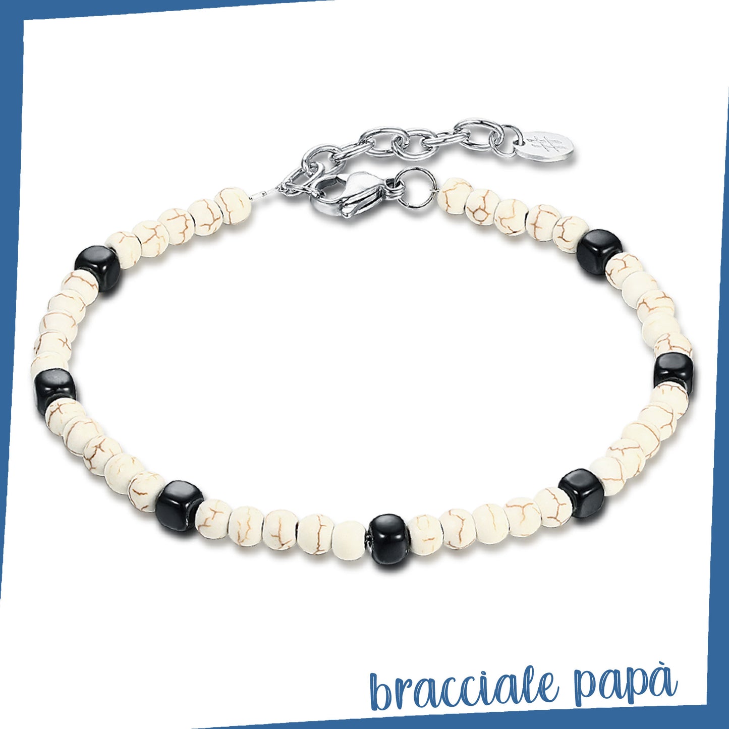 Bracciale Uomo Acciaio e Ematite PAPA’