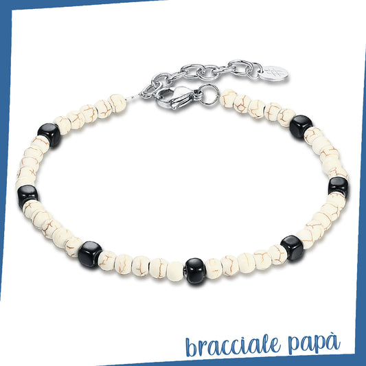 Bracciale Uomo Acciaio e Ematite PAPA’