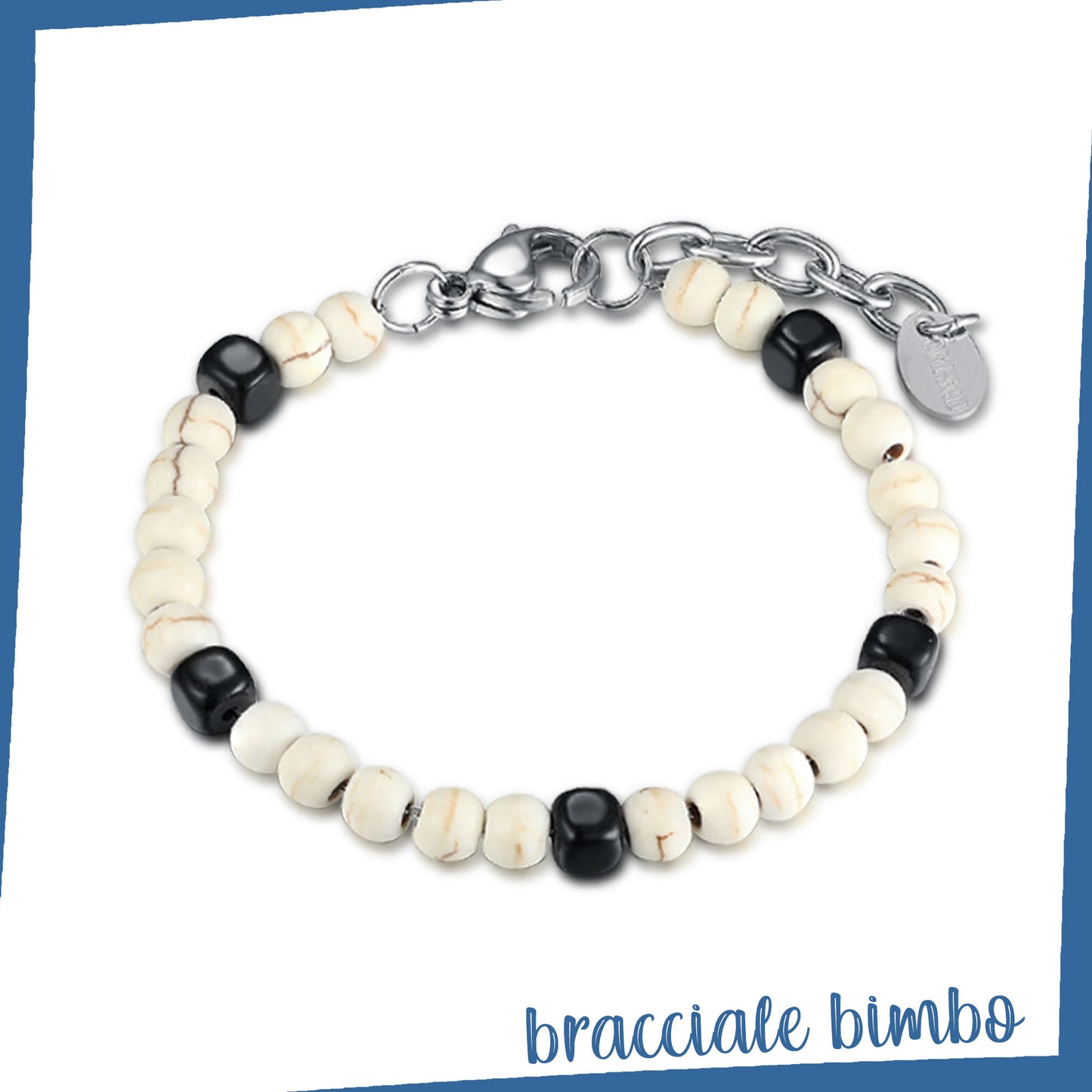 Bracciale Acciaio e Ematite BIMBO