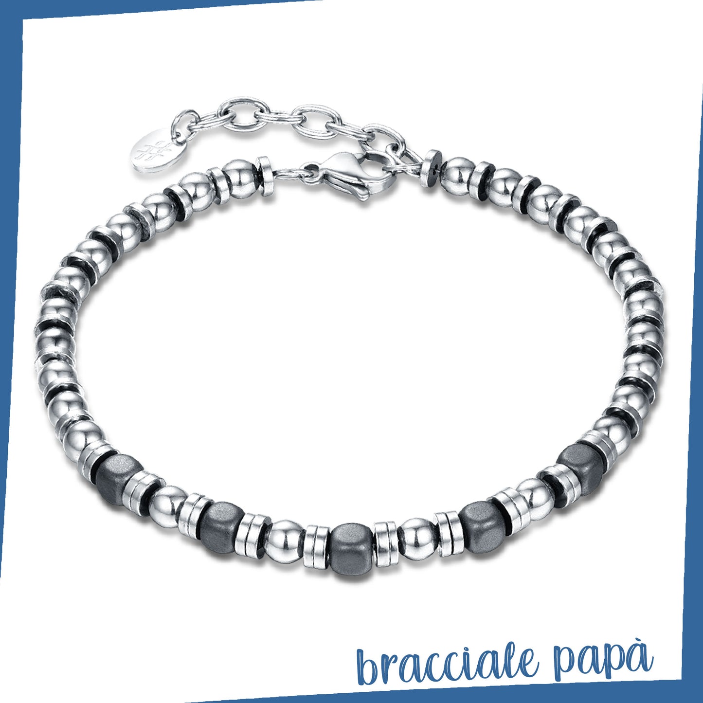 Bracciale Uomo Acciaio e Ematite PAPA’
