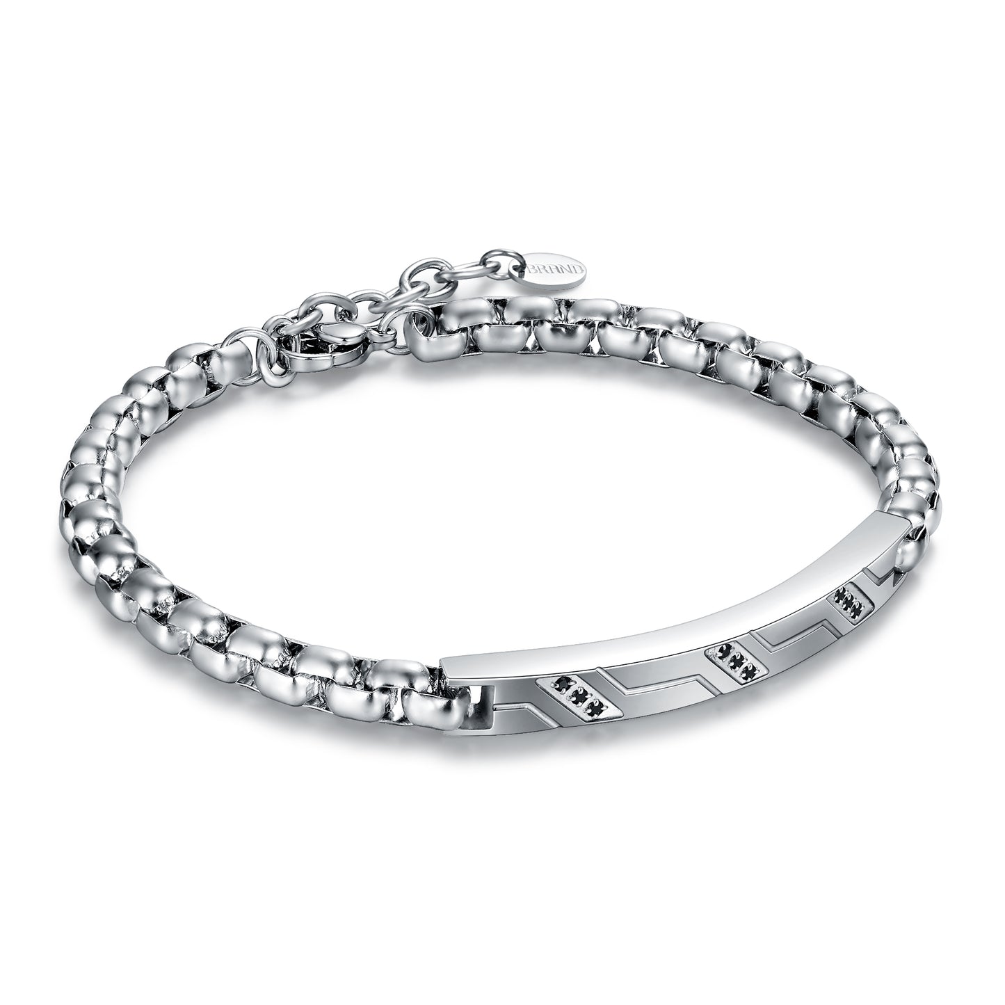 Bracciale Con Targa e Cristalli Neri