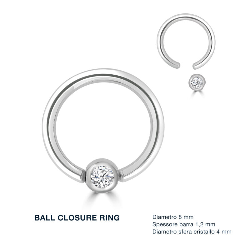 Piercing Ball Closure Ring Con Cristallo