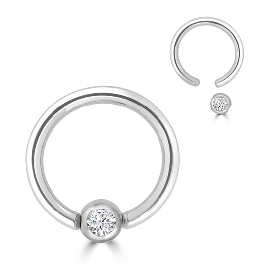 Piercing Ball Closure Ring Con Cristallo