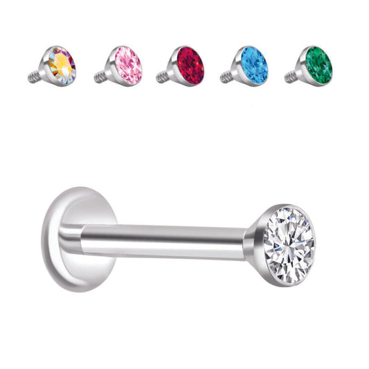Piercing Labret Filettato Internamente Con Cristallo