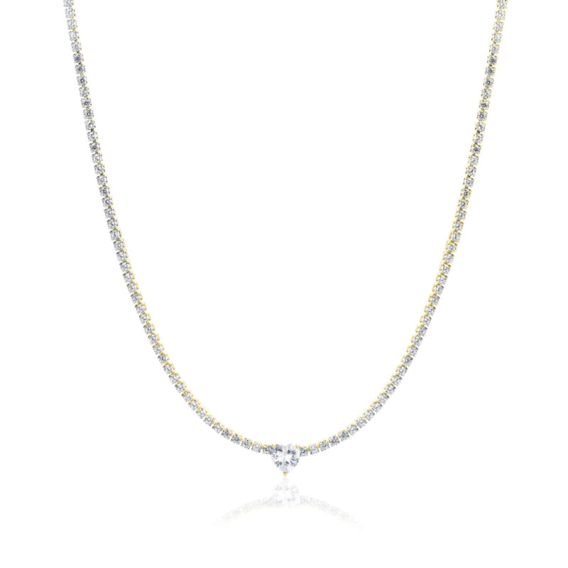 Collana Tennis con Cristallo a Cuore