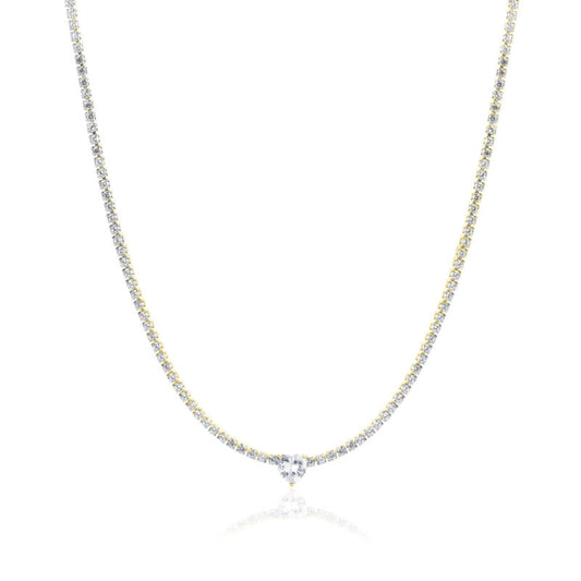 Collana Tennis con Cristallo a Cuore