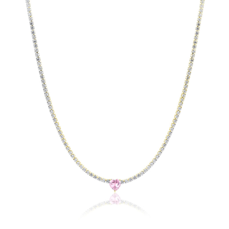 Collana Tennis con Cristallo a Cuore