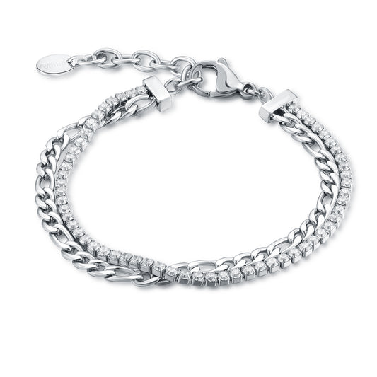 Bracciale Tennis 2mm con catena figaro