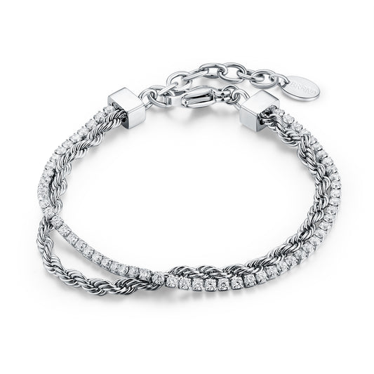 Bracciale Tennis 2mm con catena corda
