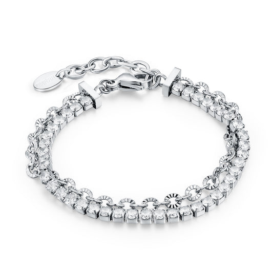 Bracciale Tennis 3mm con catena flower