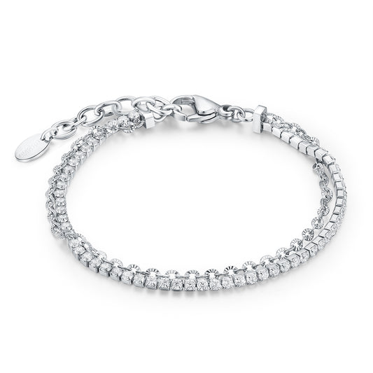 Bracciale Tennis 2mm con catena flower