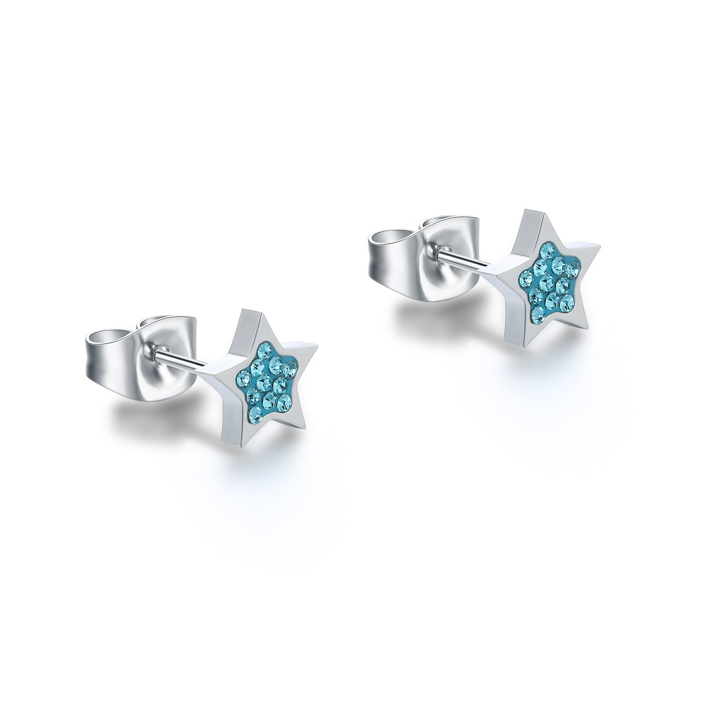 Orecchini lobo stella con cristalli azzurri