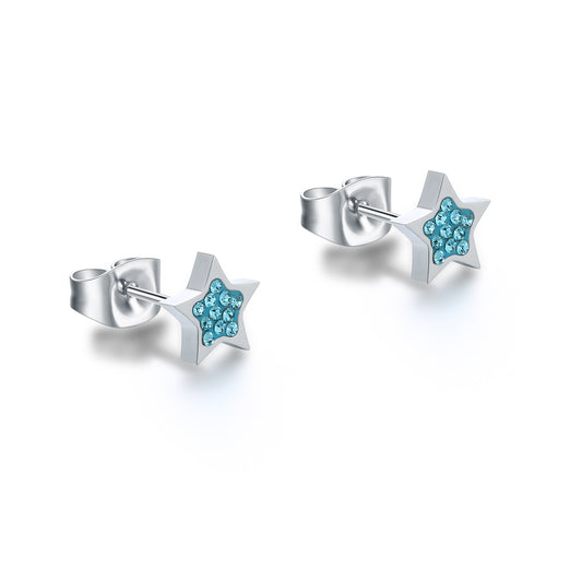 Orecchini lobo stella con cristalli azzurri