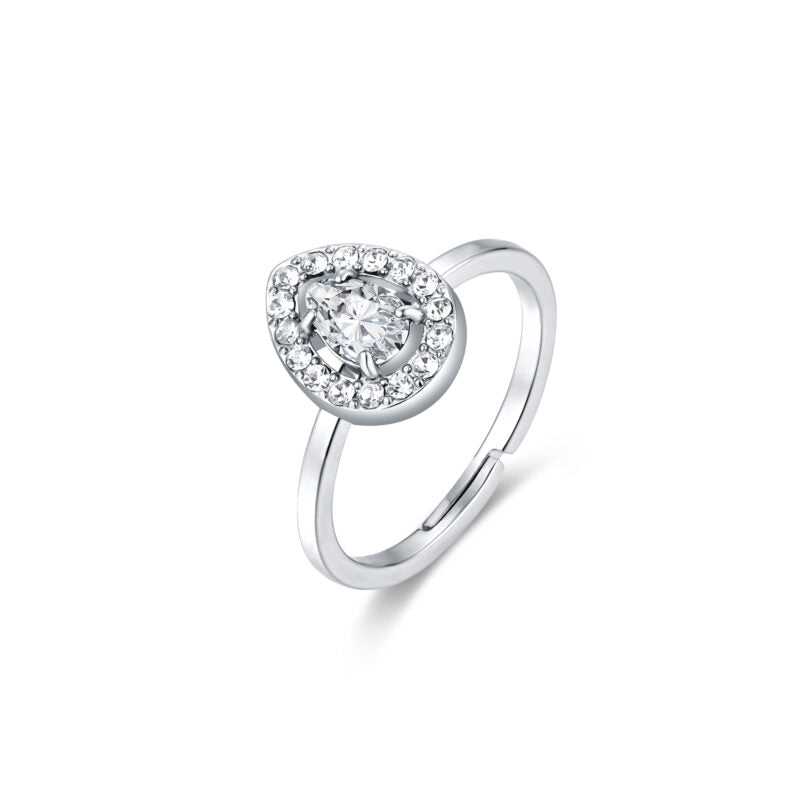Anello Cristallo Goccia Bianco