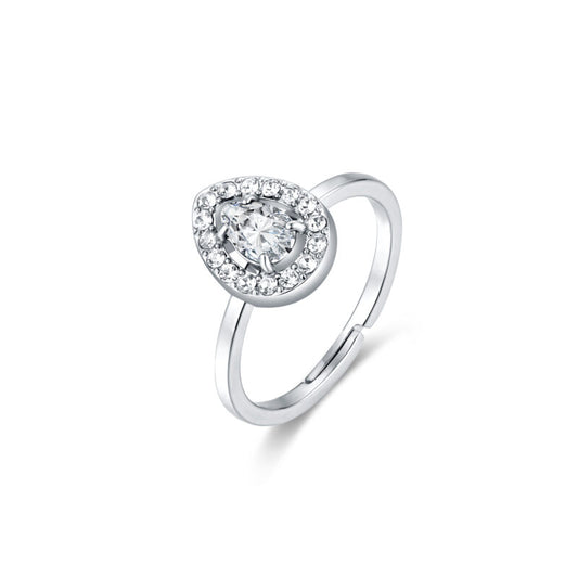 Anello Cristallo Goccia Bianco