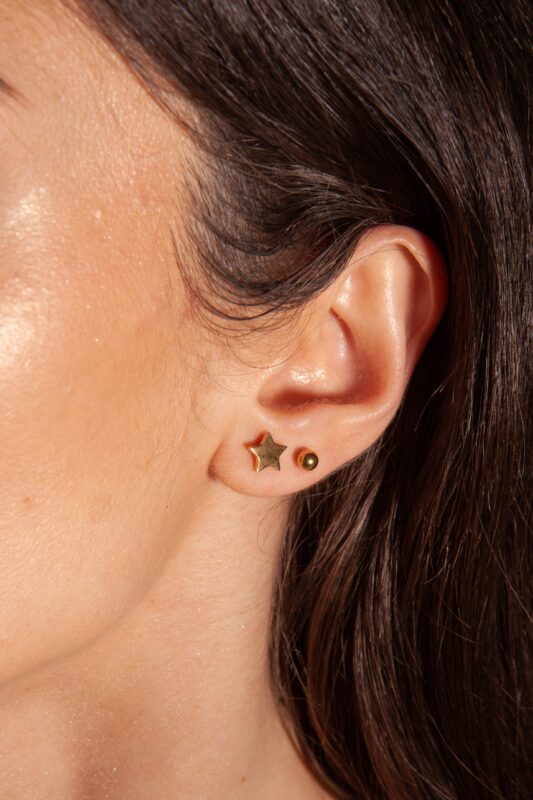 Gold Steel Star Earrings