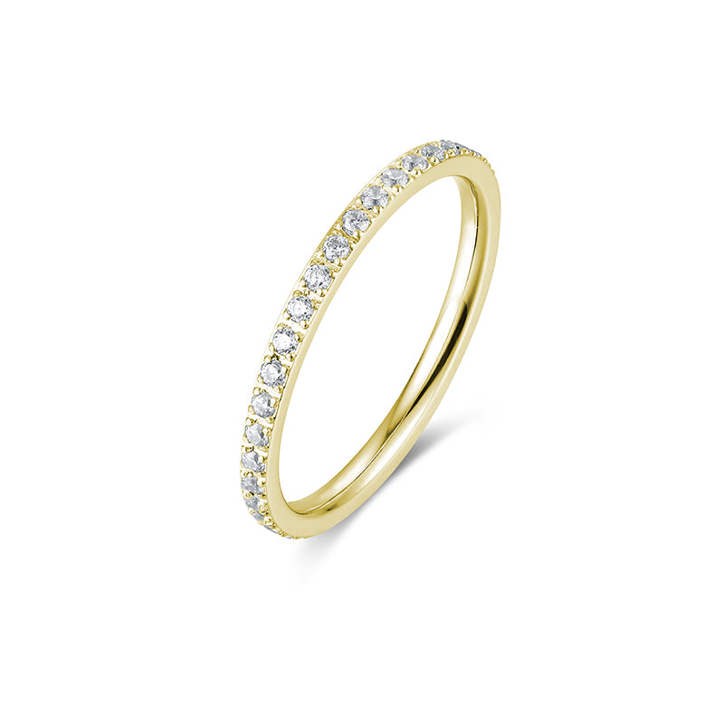 Anello Fedina Cristalli pvd dorato