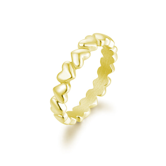 Anello Veretta Cuori Bombati PVD Oro