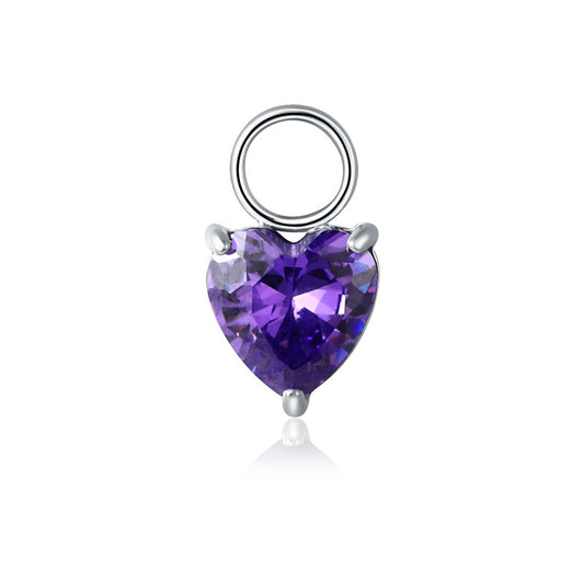 Charm Cristallo Cuore Viola