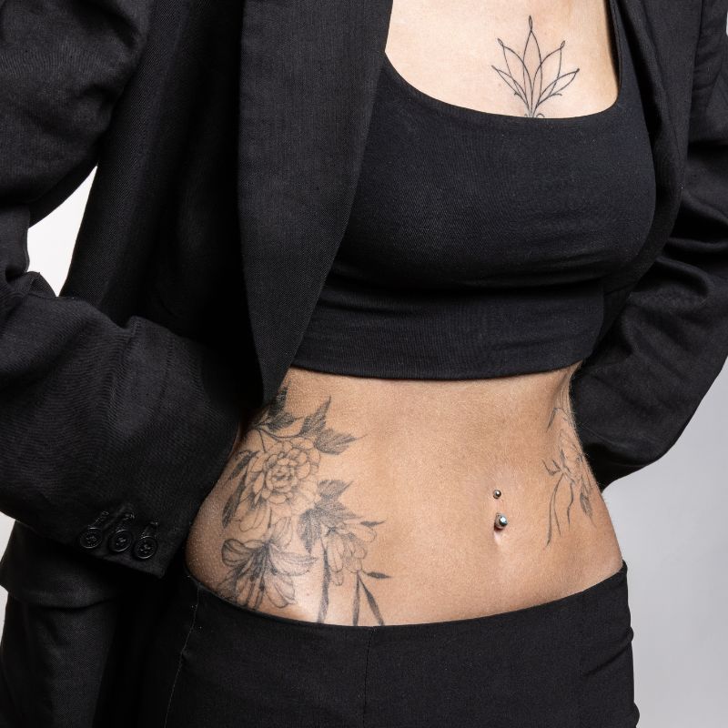 Piercing Belly Button Ring Con Sfera Cristallo e Sfera Acciaio